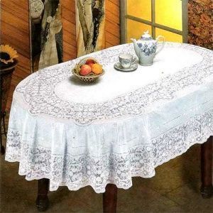 Скатерть ПВХ 150х230- овал, белый, Арт.С612-150WH, Декотекс