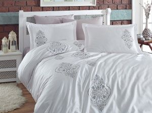 Постельное белье сатин с вышивкой  Евро (200х220  50х70-4 ),OTTOMAN,DANTELA VITA