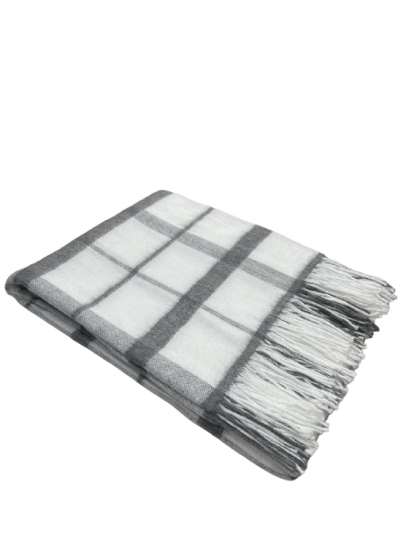 Плед "Палермо 15S/SOUL", 140х200, 20%-ш/40%-акрил/40%-п/э,дым-бел-дым "VLADI"