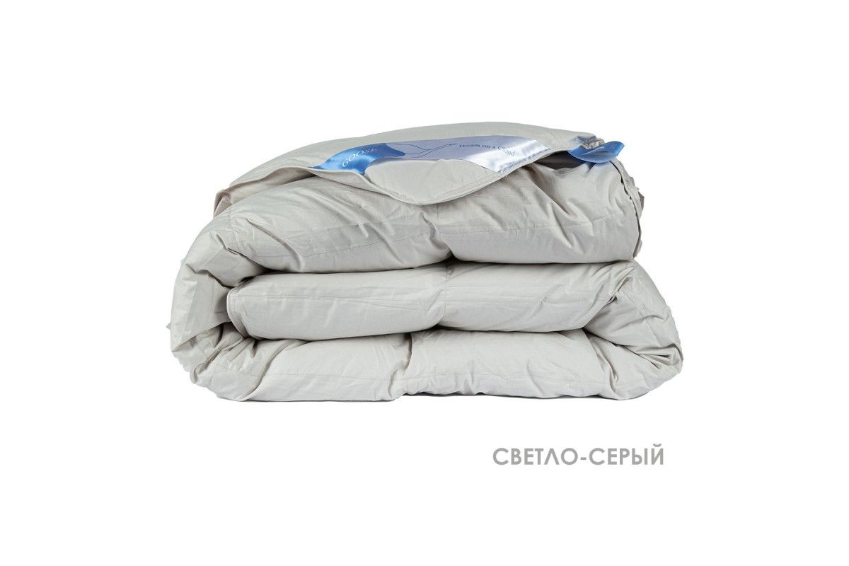 Одеяло WHITE DOWN (цвет светло-серый) (Гусиный пух/тик 1,5 сп)