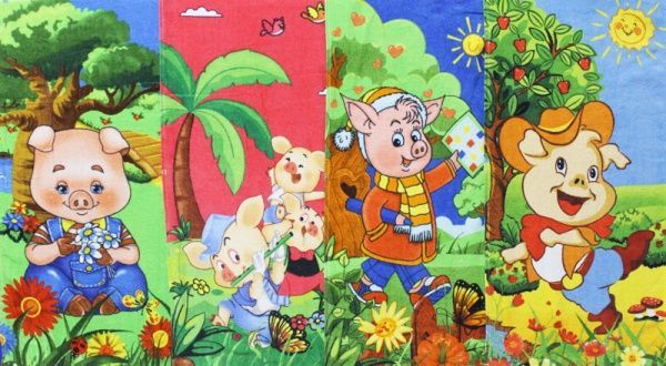 Полотенце велюровое набив. 34х72, Хрюшки, с петелькой, Китай, Северный Город, арт. LI10-347ВЗ