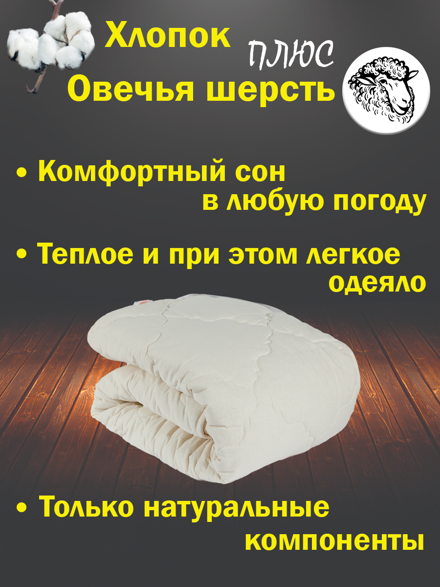 Одеяло LUXE (овечья шерсть) (Евро (200*220см))