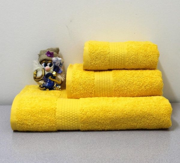 Полотенце махровое 50х90 желтый 450 гр. Узбекистан
