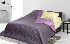 Покрывало стег. 240х260 однотонное, EL MANTO, "Графит", ткань 100% хлопок, сатин 