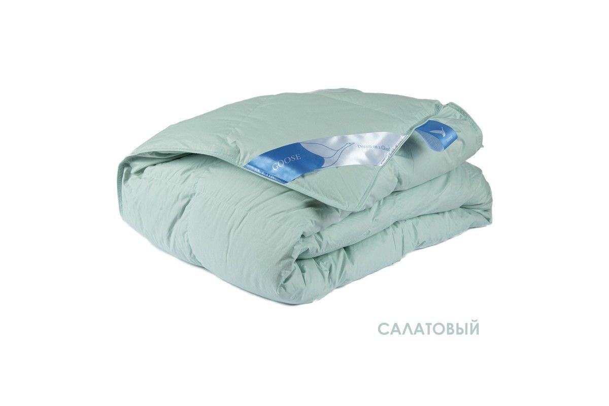 Одеяло WHITE DOWN (цвет салатовый) (Гусиный пух/тик 1,5 сп)