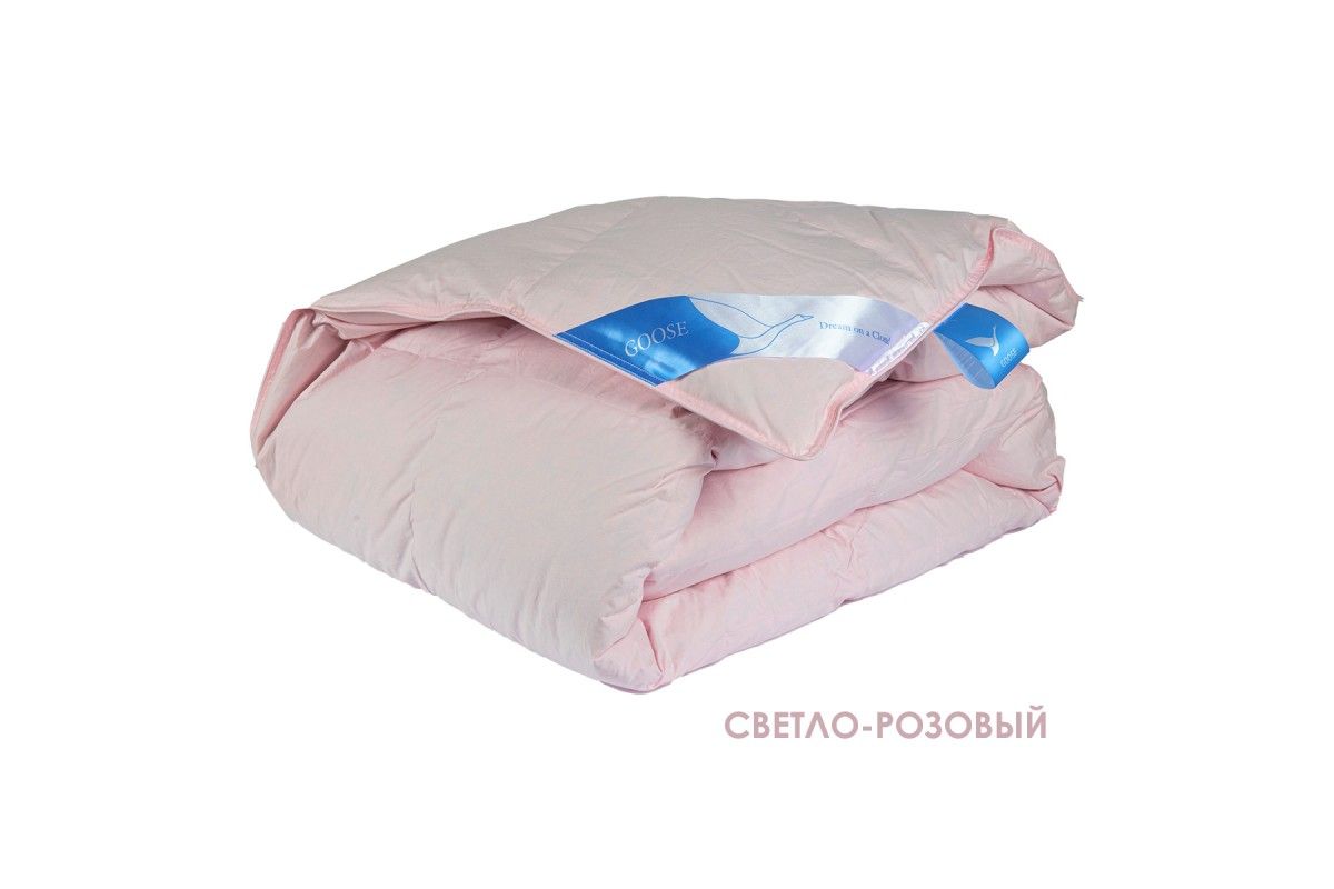 Одеяло WHITE DOWN (цвет светло-розовый) (Гусиный пух/тик 1,5 сп)