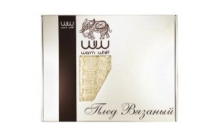 Плед вязанный 180х220 "Warm Whiff", хлопок, цв. молоко, в подарочной коробке
