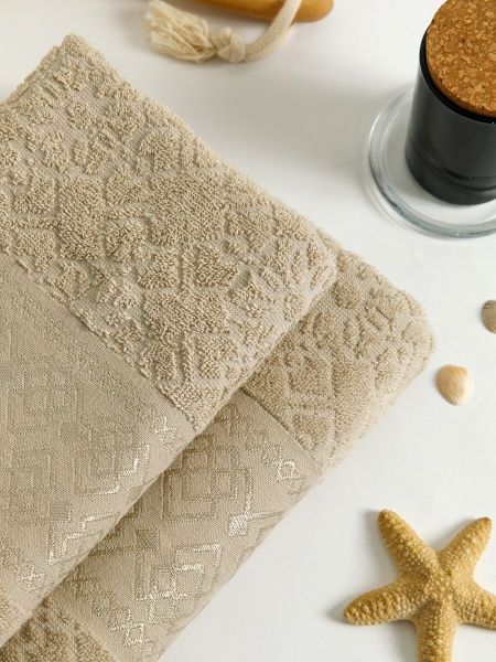 Полотенце махровое г/к, жаккардовое "Геометрия" 70х130, цв. серо-бежевый-023, пл. 430г/м2 BJ9