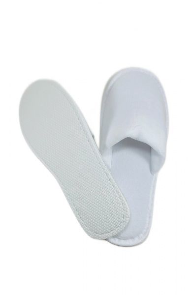 Тапочки велюровые белые, закрыт. мыс, подошва ЭВА 4,5 мм. мод.В-111