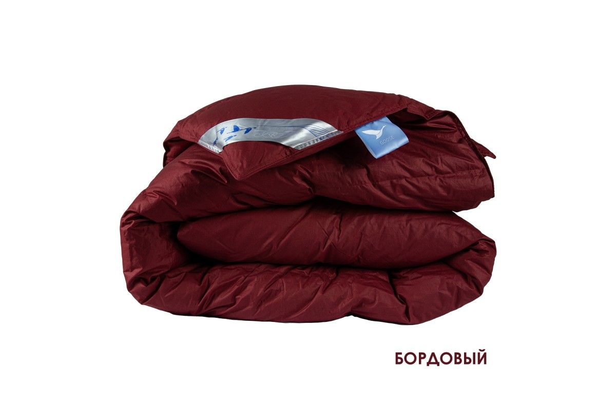 Одеяло WHITE DOWN (цвет бордовый) (Гусиный пух/тик 2,0 сп)