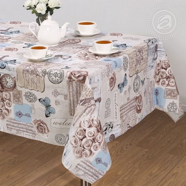 Скатерть "Либретто" круглая, D150, рогожка,состав 100% хлопок,пл. 170 гр/м2 ,Тейково