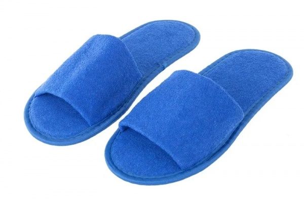 Тапочки махровые синии, открыт. мыс, подошва ЭВА 4,5 мм мод. М-106