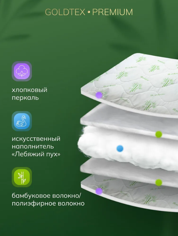 Подушка Bamboo (перкаль) 50х70