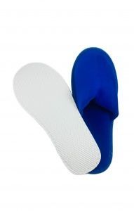 Тапочки велюровые синие, закрыт. мыс, подошва ЭВА 4,5 мм. мод.В-111