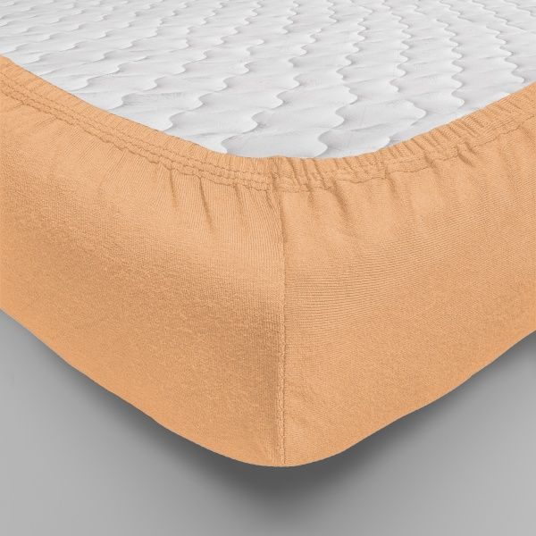 Простынь трикотажная на резинке,180х200 персик, 0010-2 "Текстильный городок"