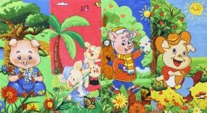 Полотенце велюровое набив. 34х72,  Хрюшки, с петелькой, Китай, Северный Город, арт. LI10-347ВЗ