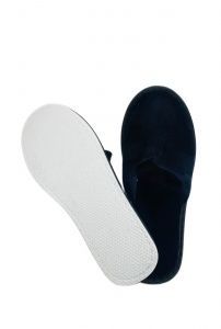 Тапочки велюровые чёрные, закрыт. мыс, подошва ЭВА 4,5 мм. мод.В-111