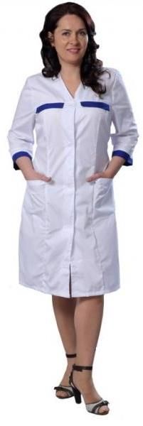 Халат медицинский женский с отделкой, ткань смесовая, модель Магнолия