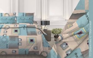 Постельное белье бязь наб.1,5 сп. 3-х пред. нав.70х70 пл 140г/м2 "Графика бирюзовый "