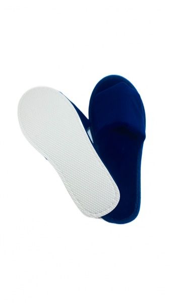 Тапочки велюровые темно-синие, открыт. мыс, подошва ЭВА 4,5 мм. мод.В110