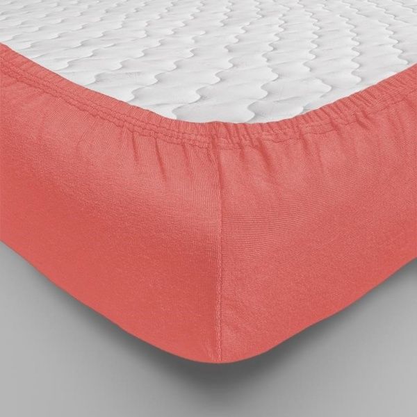 Простынь трикотажная на резинке ,140х200, коралл, 0010-7 "Текстильный городок"