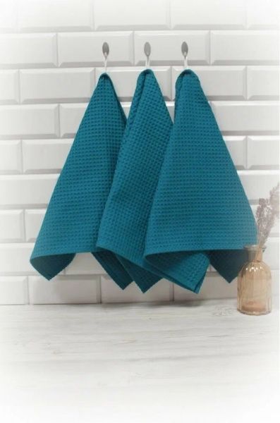 Полотенце кухонное "Вафельное", размер 40х60см,морская волна/изумруд 100% хлопок, Вологда