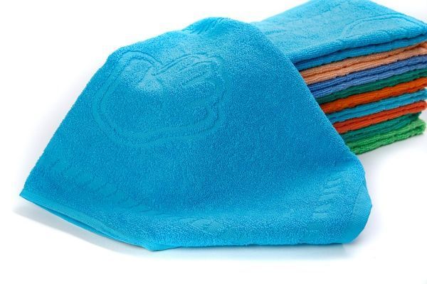 Полотенце махровое жаккардовое 34х60, цв. ярко-голубой, пл. 400г/м2, "Ручки"