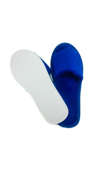 Тапочки велюровые синие, открыт. мыс, подошва ЭВА 4,5 мм. мод. В-110