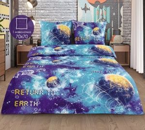 Постельное белье бязь наб, детский рис.1,5 сп., Галактика, "Миланика"