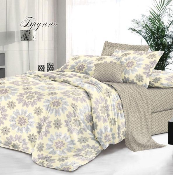 Постельное белье Sateen lux рис Брунно 2х сп ев пр (под180х215, пр220х240,нав.50х70 -2шт.) 100%хл.