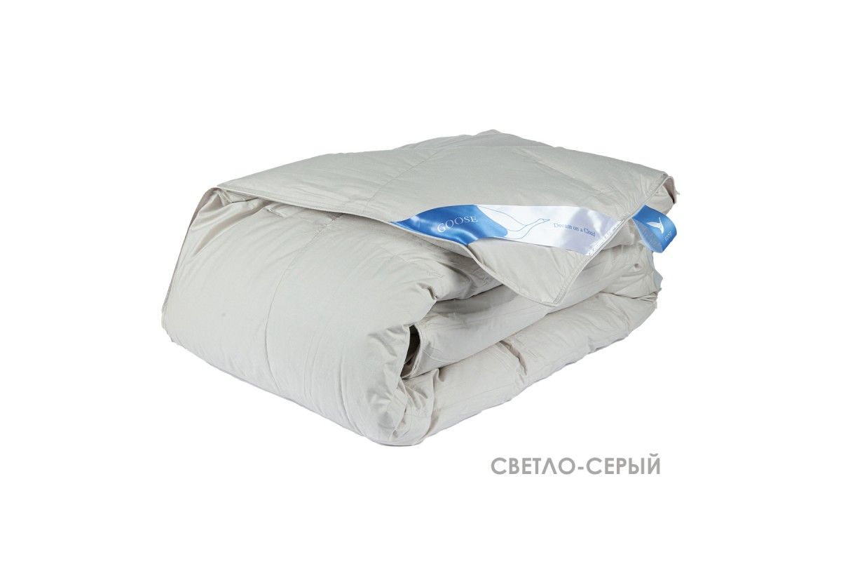 Одеяло WHITE DOWN (цвет светло-серый) (Гусиный пух/тик 1,5 сп)