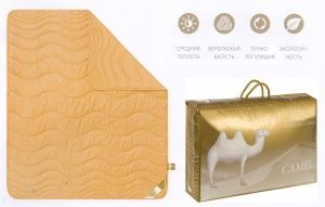 Одеяло "Золотой верблюд" верблюжье стеганое 172х205, сатин,"GoldTex"