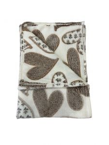 Плед микрофайбер, 180х200, "Сердце", набивной, пл. 150г/м2