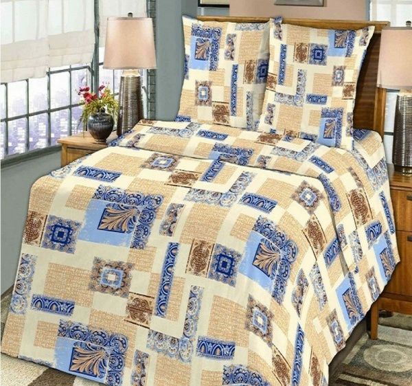 Постельное белье бязь наб.1,5 сп.,( нав.70х70-2шт.) пл 140 г/м2 "Арабески беж"